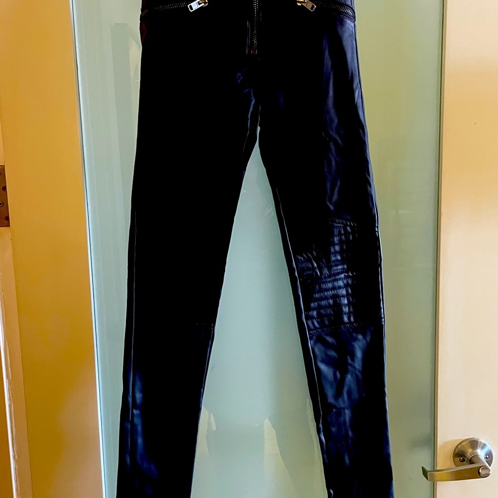 Black Pleather Skinny SZ 2